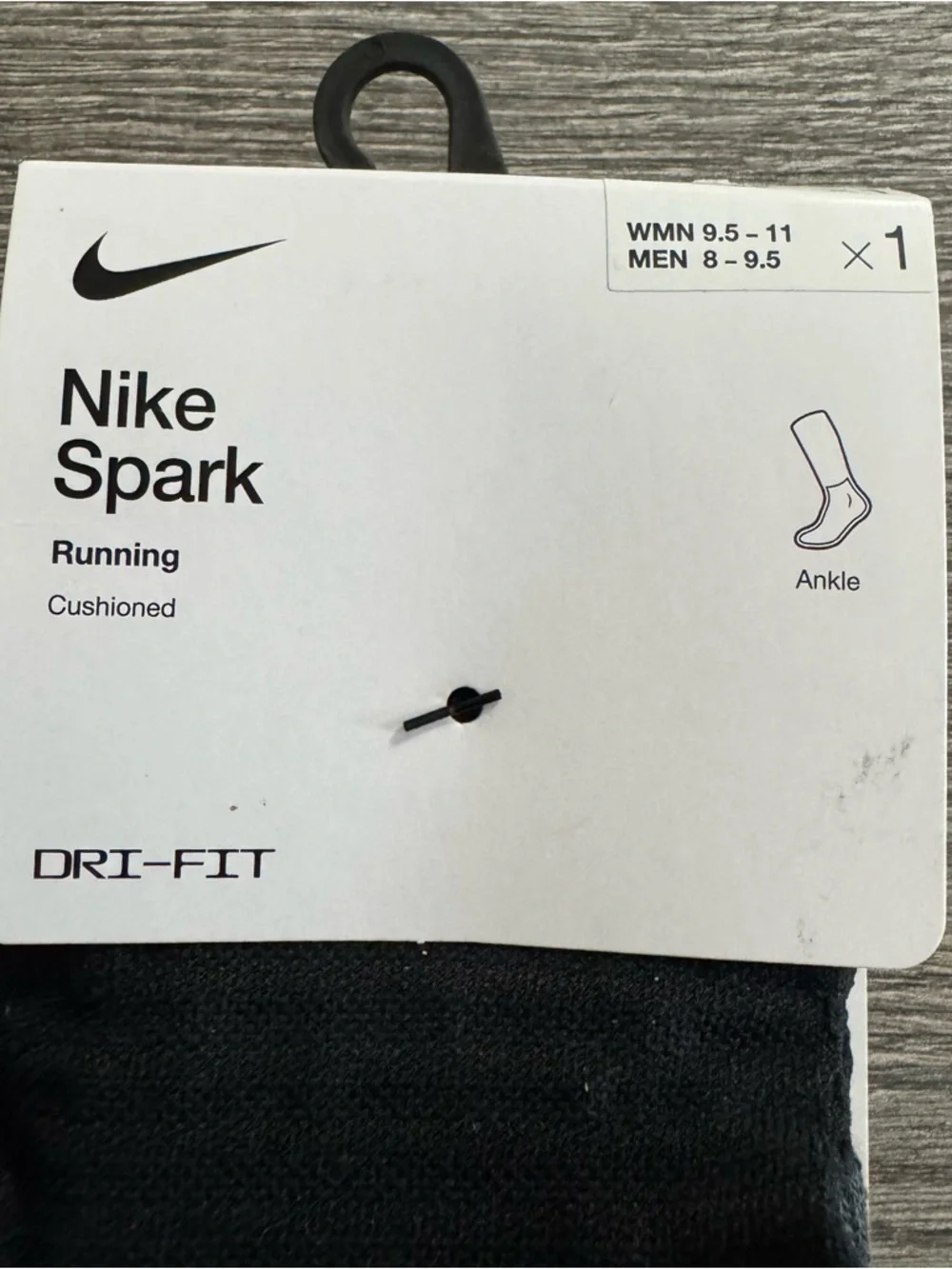 Nike Spark Running Ankle Socks Cushioned Black Sz M Men’s 8-9.5 Women’s 9.5-11